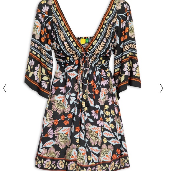 FARM Rio Black Floral Mini Dress - Picture 2 of 12